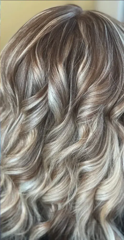 Hair after balayage color treatment at F&J Beauty Studio in Anaheim
