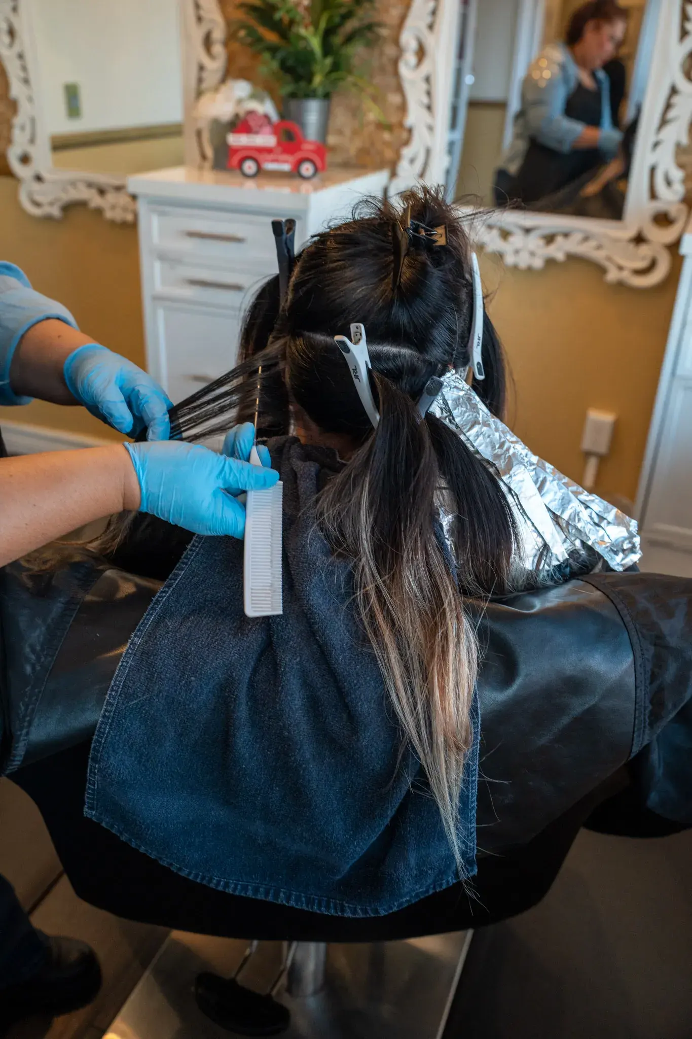 Hair bleach color treatment result at F&J Beauty Studio in Anaheim, CA