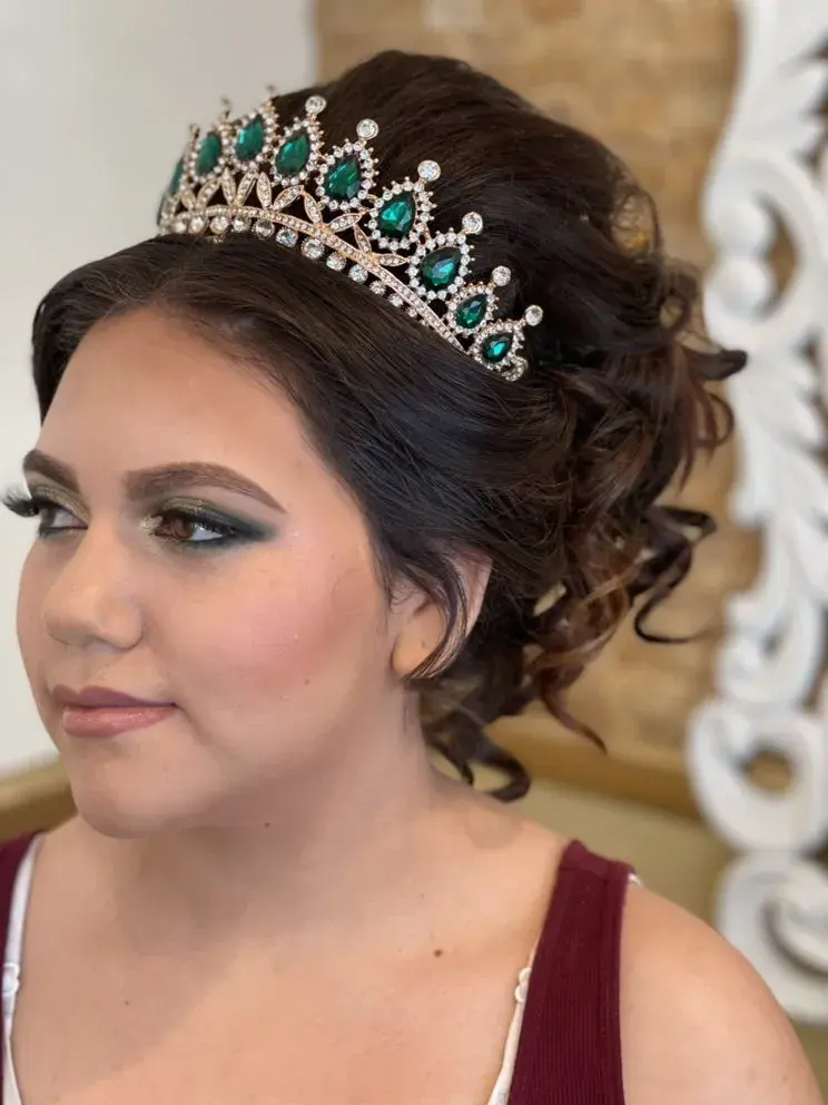 Special occasion updo and makeup styling at F&J Beauty Studio in Anaheim, CA